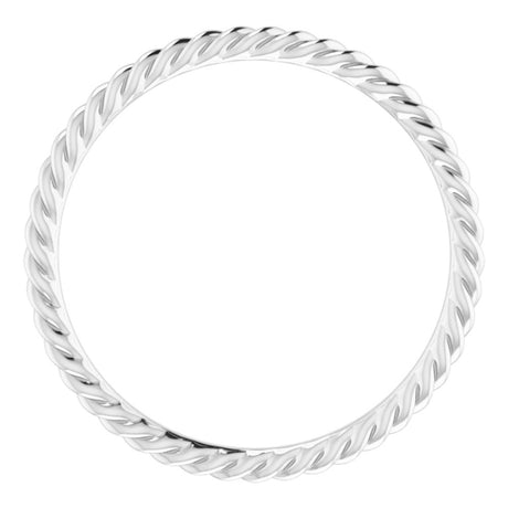 10K White Gold 1.3 mm Skinny Rope Band Size 7