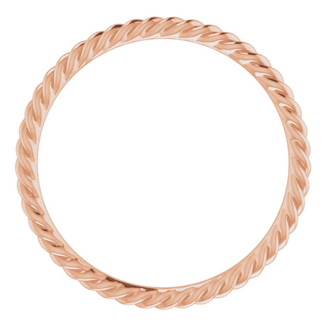 10K Rose 1.3 mm Skinny Rope Band Size 7