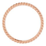 10K Rose Gold 1.3 mm Skinny Rope Band Size 8
