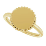 14K Yellow Engravable Beaded Ring