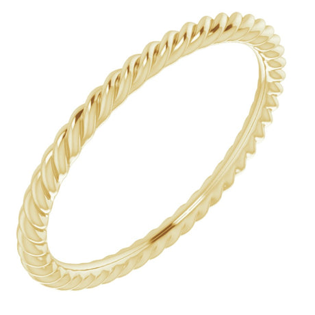 10K Yellow Gold 1.3 mm Skinny Rope Band Size 5