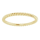 14K Yellow Gold 1.3 mm Skinny Rope Band Size 4