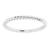 14K White Gold 1.3 mm Skinny Rope Band Size 4