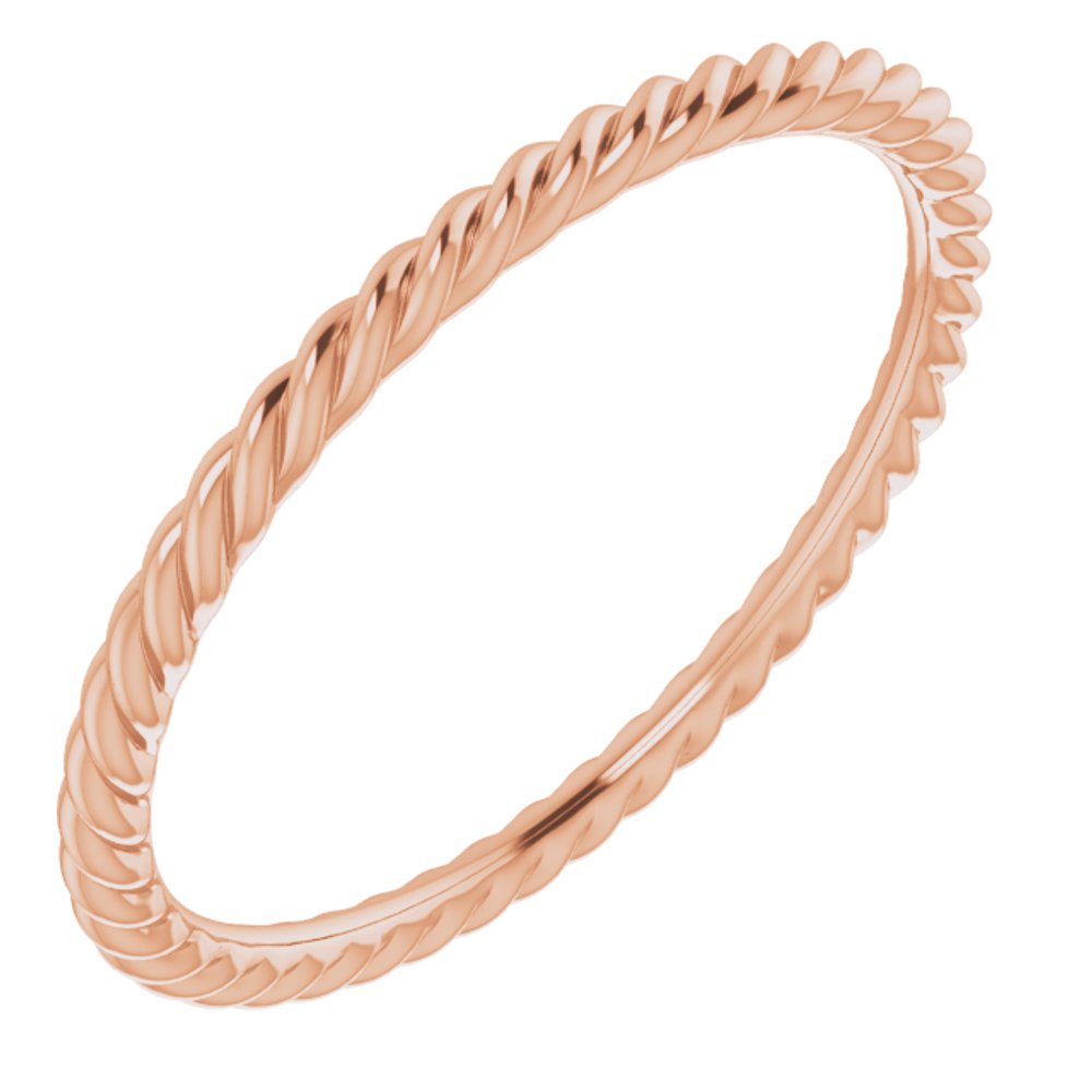 10K Rose 1.3 mm Skinny Rope Band Size 7