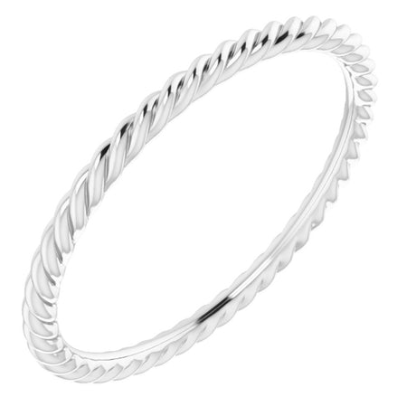 10K White Gold 1.3 mm Skinny Rope Band Size 7
