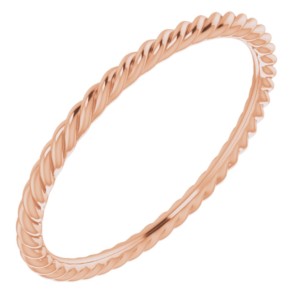 10K Rose Gold 1.3 mm Skinny Rope Band Size 8