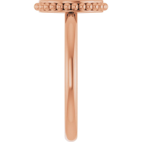 14K Rose Gold Engravable Beaded Signet Ring 