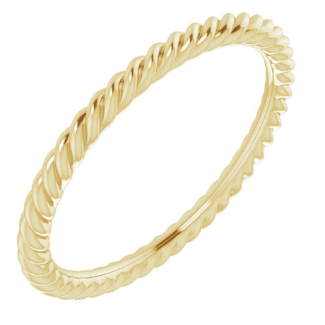 14K Yellow Gold 1.3 mm Skinny Rope Band Size 4