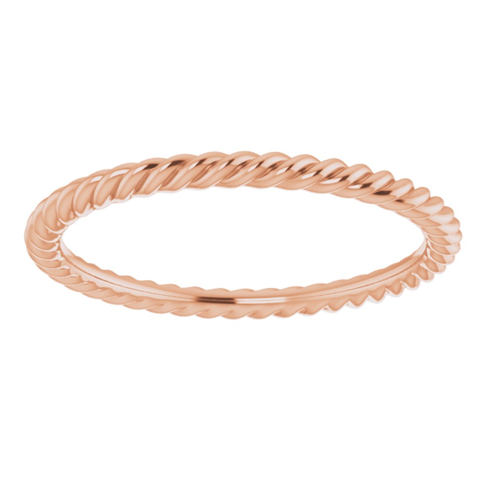 14K Rose Gold 1.3 mm Skinny Rope Band Size 5