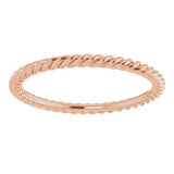 14K Rose Gold 1.3 mm Skinny Rope Band Size 5
