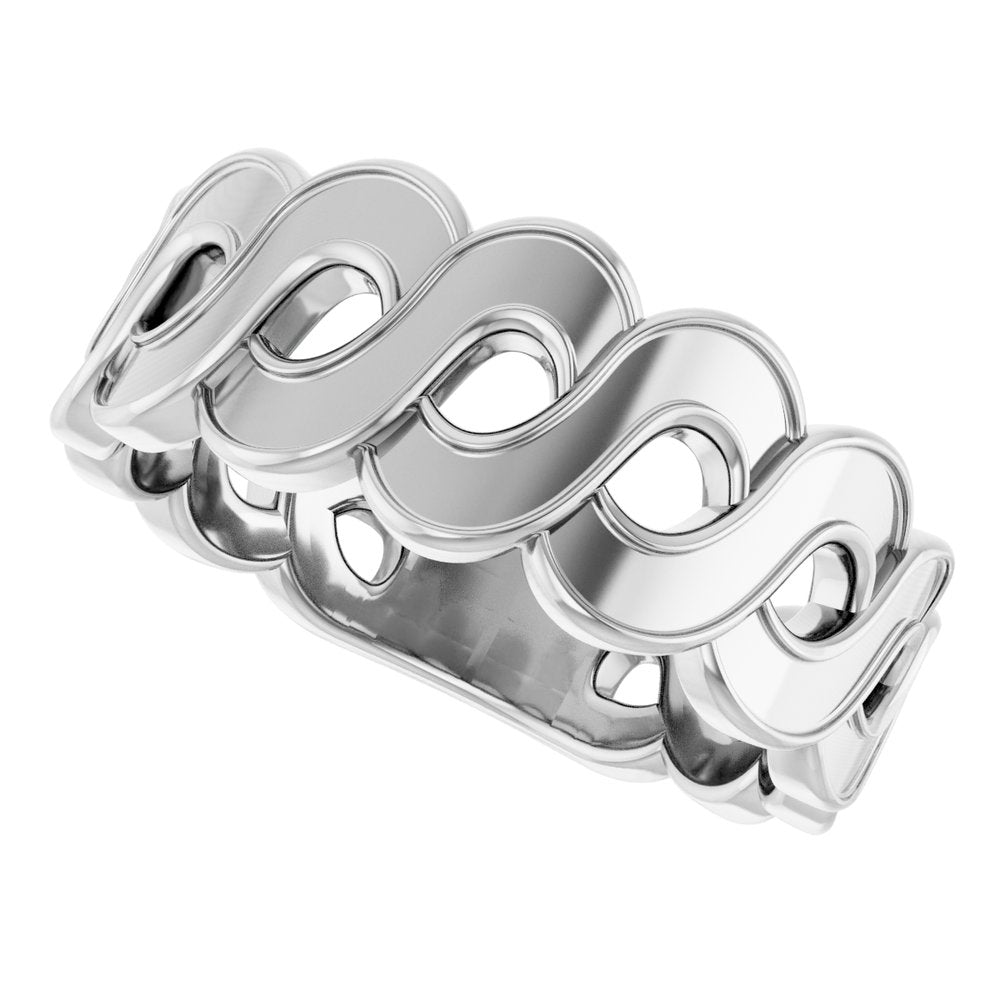 14K White Wave Ring