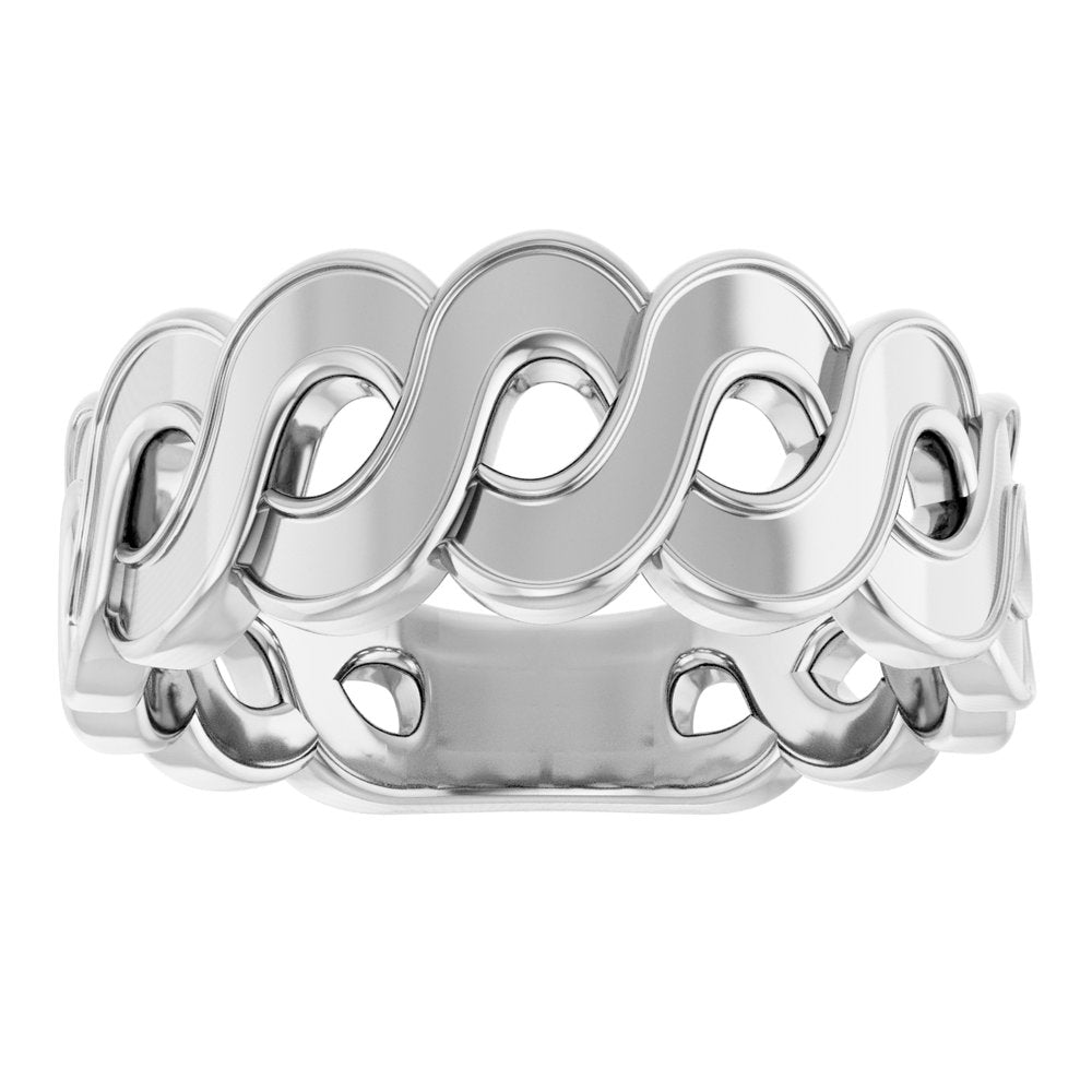 14K White Wave Ring