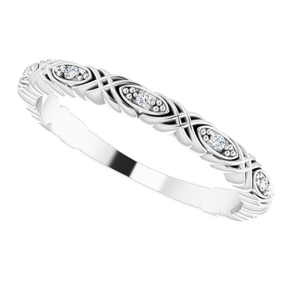 14K White .05 CTW Natural Diamond Anniversary Band