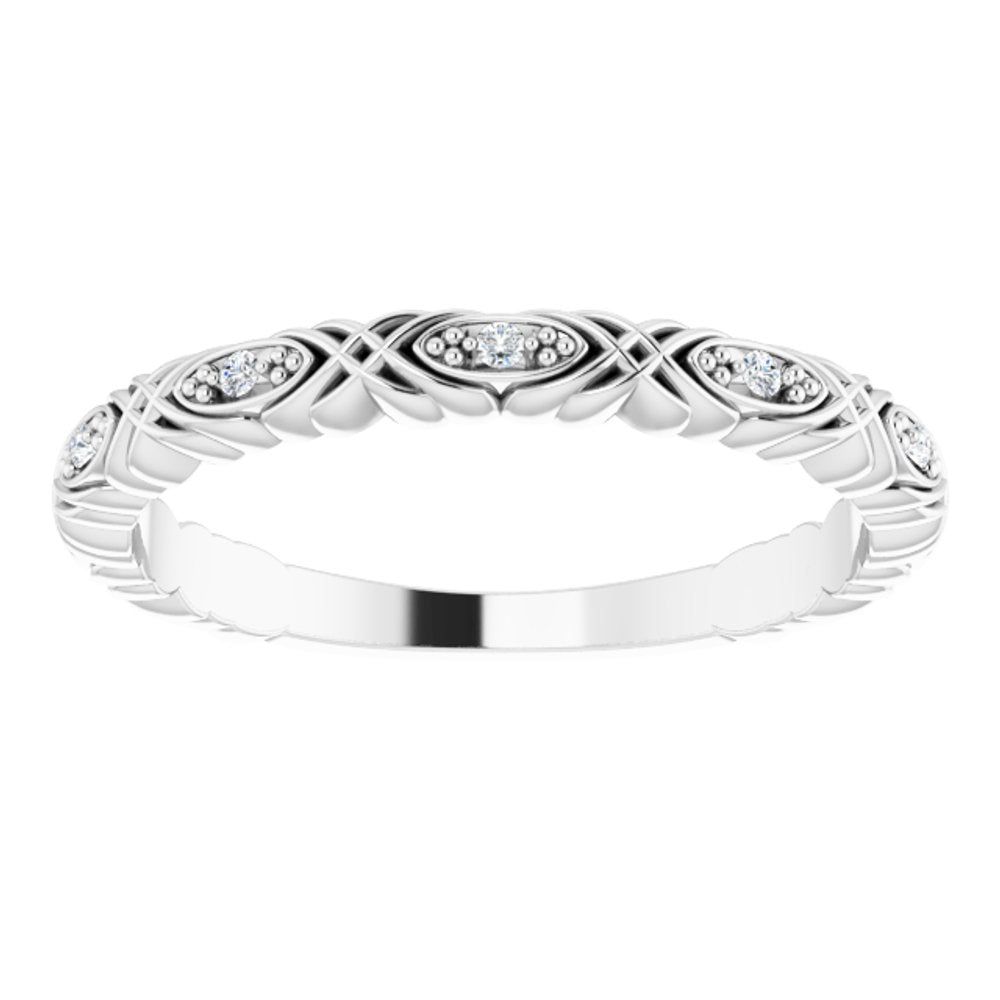 14K White .05 CTW Natural Diamond Anniversary Band