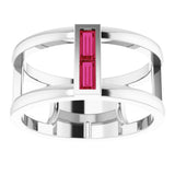 14K White Gold Natural Ruby Negative Space Ring