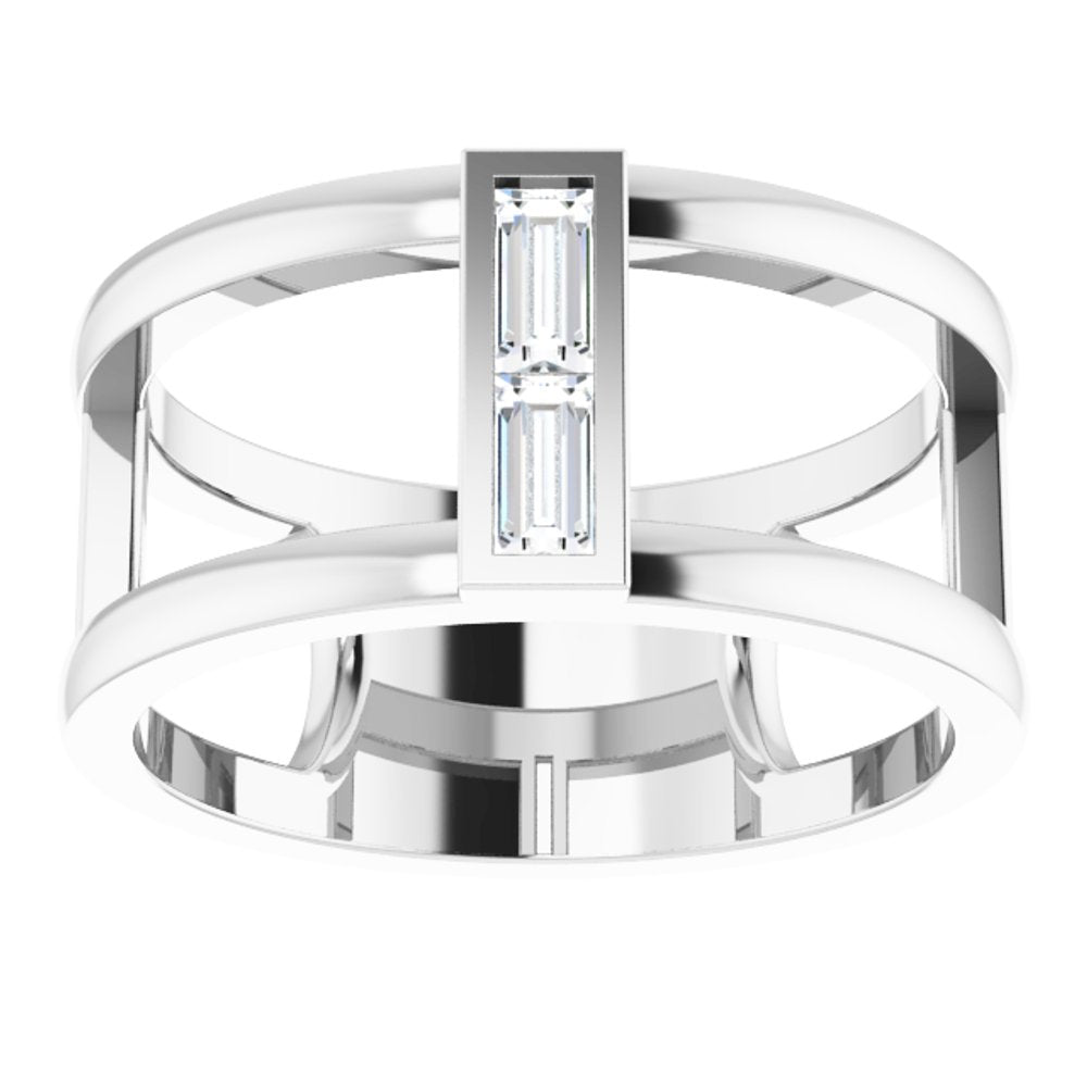 14K White Gold 1/4 CTW Natural Diamond Baguette Ring      