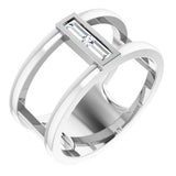 14K White Gold 1/4 CTW Natural Diamond Baguette Ring      