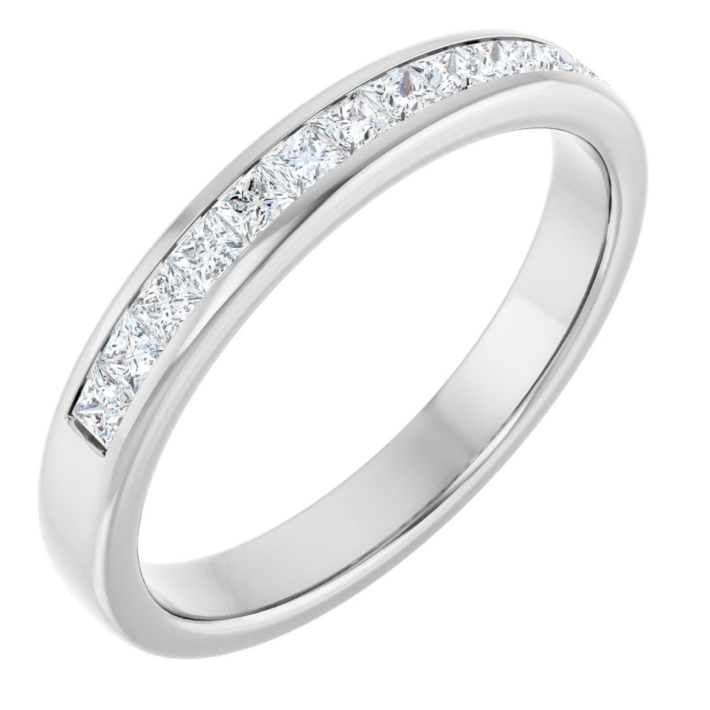 14K White 5/8 CTW Natural Diamond Band     