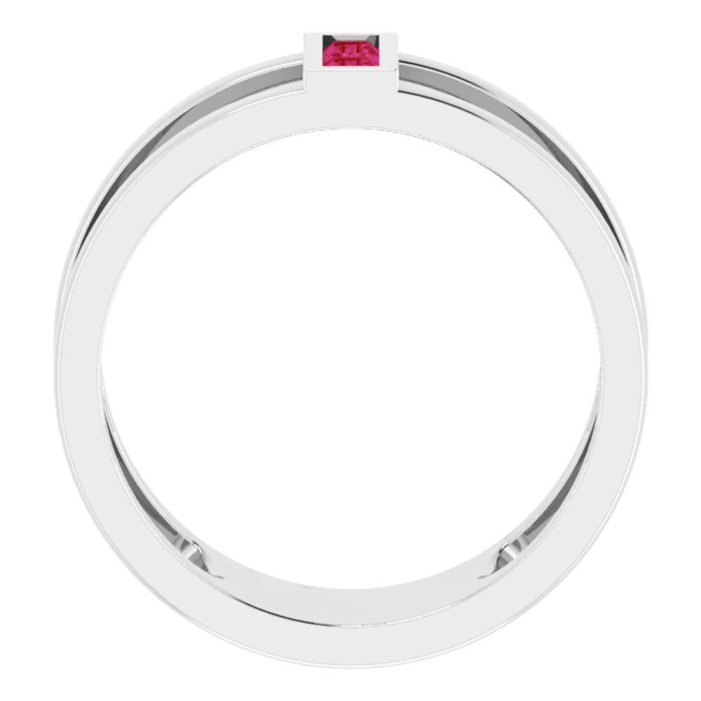 14K White Gold Natural Ruby Negative Space Ring