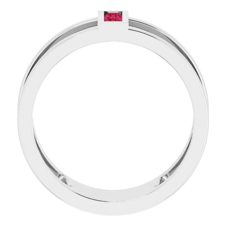14K White Gold Natural Ruby Negative Space Ring