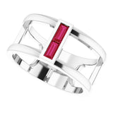 14K White Gold Natural Ruby Negative Space Ring