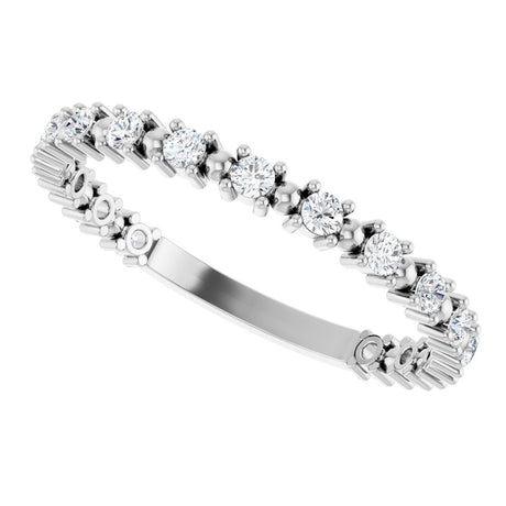 14K White Gold 1/3 CTW Natural Diamond Bead Anniversary Band