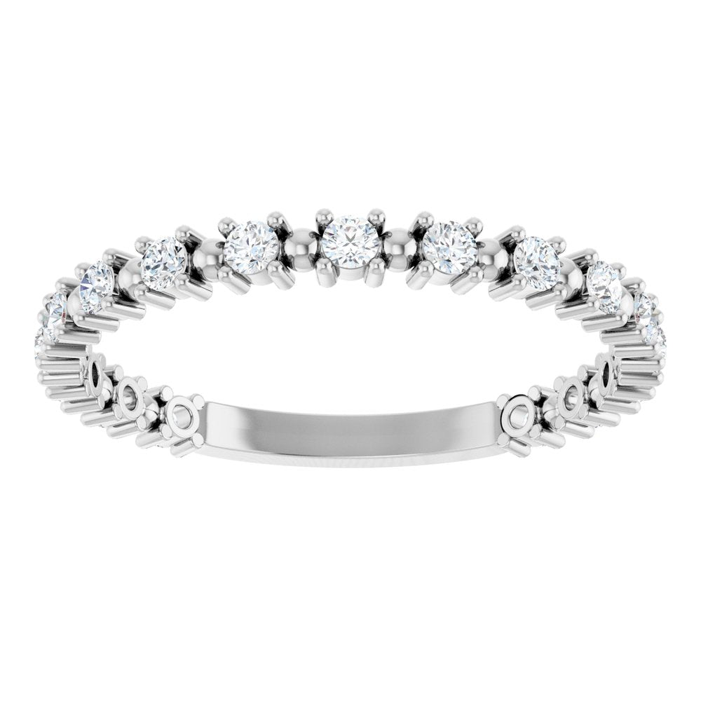 14K White Gold 1/3 CTW Natural Diamond Bead Anniversary Band