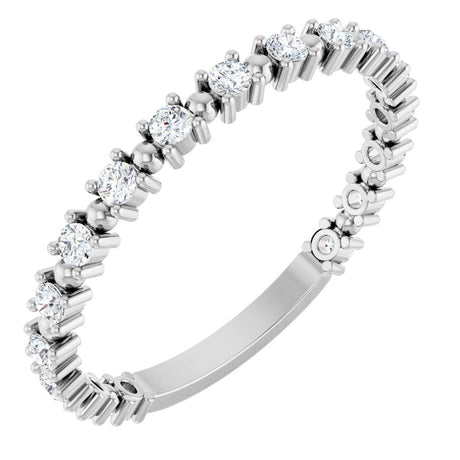 14K White Gold 1/3 CTW Natural Diamond Bead Anniversary Band