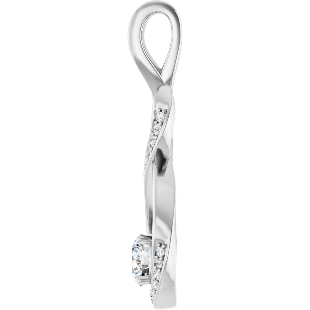 14K White 3/8 CTW Lab-Grown Diamond Pendant