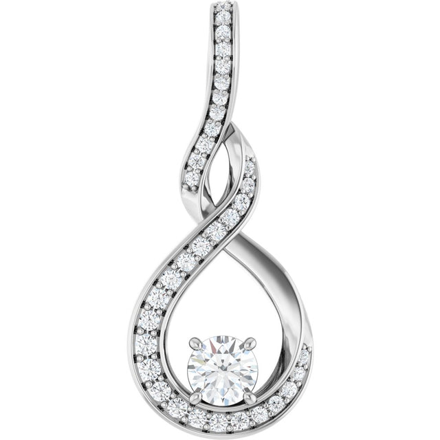 14K White 3/8 CTW Natural Diamond Pendant 