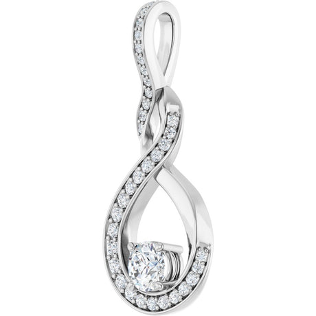 14K White 3/8 CTW Natural Diamond Pendant