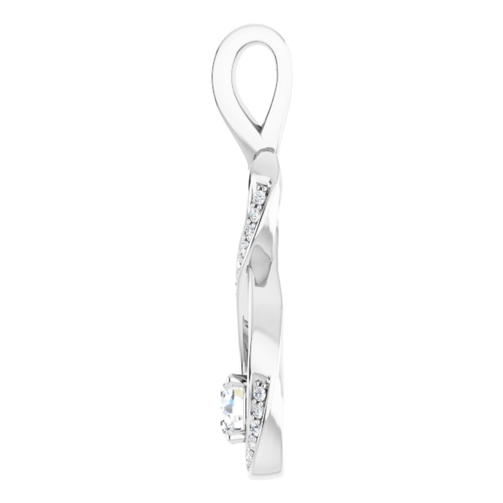 14K White 3/8 CTW Natural Diamond Pendant