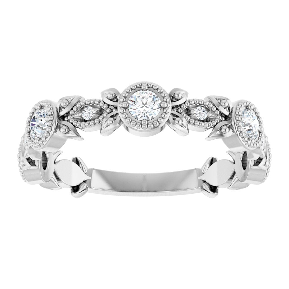 14K White Gold 1/3 CTW Natural Diamond Leaf Ring    