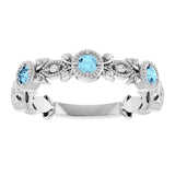 14K White Gold Natural Aquamarine & .03 CTW Natural Diamond Leaf Ring