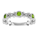 14K White Gold Natural Peridot & .03 CTW Natural Diamond Leaf Ring