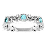 14K White Natural Blue Zircon & .03 CTW Natural Diamond Leaf Ring