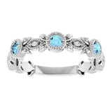 14K White Natural Aquamarine & .03 CTW Natural Diamond Leaf Ring