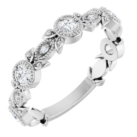 14K White Gold 1/3 CTW Natural Diamond Leaf Ring    