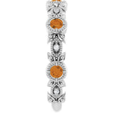 14K White Gold Natural Citrine & .03 CTW Natural Diamond Leaf Ring