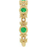 14K Yellow Natural Emerald & .03 CTW Natural Diamond Leaf Ring