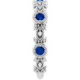 14K White Gold Natural Blue Sapphire & .03 CTW Natural Diamond Leaf Ring