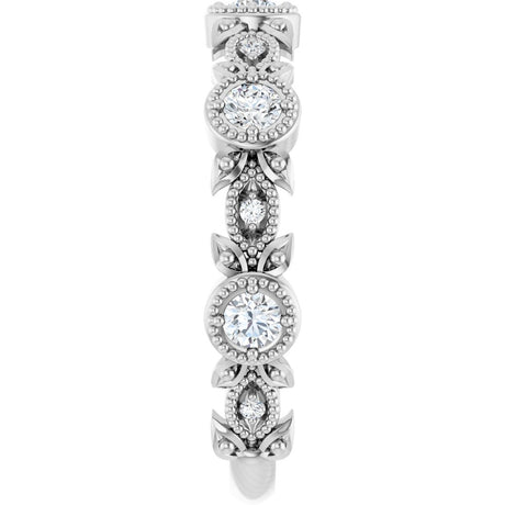 14K White Gold 1/3 CTW Natural Diamond Leaf Ring    