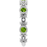 14K White Gold Natural Peridot & .03 CTW Natural Diamond Leaf Ring