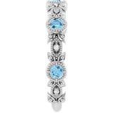 14K White Gold Natural Aquamarine & .03 CTW Natural Diamond Leaf Ring
