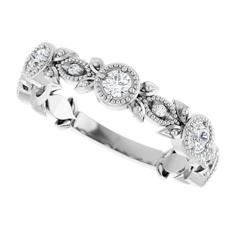 14K White 1/3 CTW Natural Diamond Leaf Ring