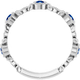 14K White Gold Natural Blue Sapphire & .03 CTW Natural Diamond Leaf Ring