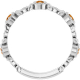 14K White Gold Natural Citrine & .03 CTW Natural Diamond Leaf Ring