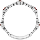 14K White Gold Natural Mozambique Garnet & .03 CTW Natural Diamond Leaf Ring