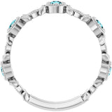 14K White Gold Natural Blue Zircon & .03 CTW Natural Diamond Leaf Ring