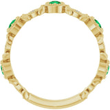 14K Yellow Gold Natural Emerald & .03 CTW Natural Diamond Leaf Ring